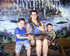 My children and I pretend to be brave and pose with the Ball python and American Alligator.